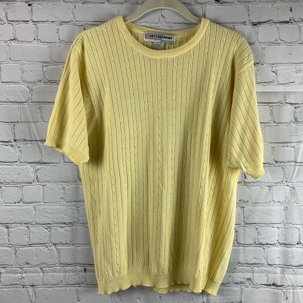 VINTAGE CRYSTAL-KOBE 1980s Sweater Yellow Cable Knit Style